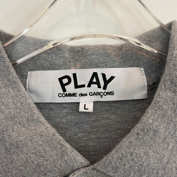 SOLD COMME DES GARCONS Gray Classic Polo heart patch at the chest. - Picture 2 of 3